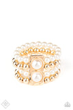 Paparazzi - WEALTH-Conscious - Gold & White Pearl Bracelet