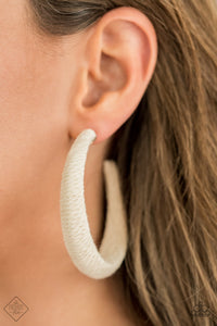 Paparazzi - TWINE and Dine - White Hoop Earrings