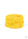 Paparazzi - Diving in Maldives - Yellow Wooden Bracelet