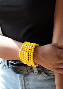 Paparazzi - Diving in Maldives - Yellow Wooden Bracelet