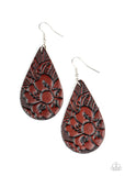 Paparazzi - Beach Garden - Brown Leather Earrings