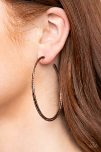 Paparazzi - Curved Couture - Copper Hoop Earrings