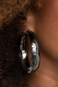 Paparazzi - Hey, HAUTE-Shot - Gunmetal Hoop Earrings
