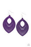 Paparazzi - One Beach At A Time - Purple Wooden Earrings