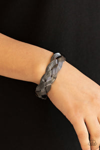 Paparazzi - Woven Wonder - Black Cuff Bracelet