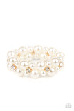 Paparazzi - Flirt Alert - Gold Pearl Stretch Bracelet