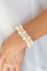 Paparazzi - Flirt Alert - Gold Pearl Stretch Bracelet