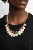 Paparazzi - BEACHFRONT and Center - Gold & Pearl Necklace