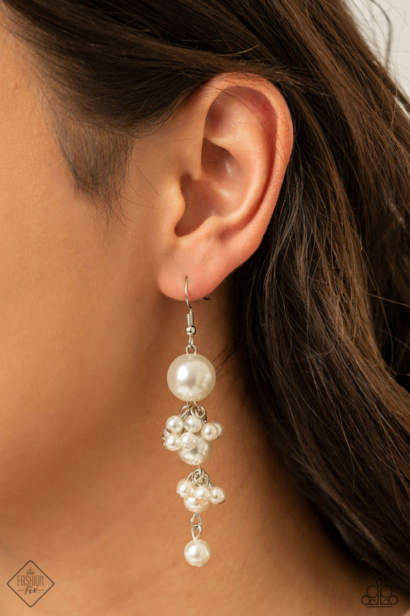 Paparazzi - Ageless Applique - White Pearl Earrings