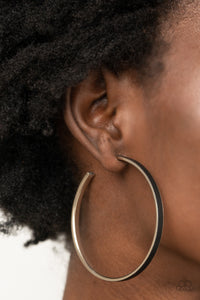 Paparazzi - Fearless Flavor - Black Leather Hoop Earrings