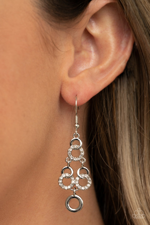 Paparazzi - Luminously Linked - White Earrings