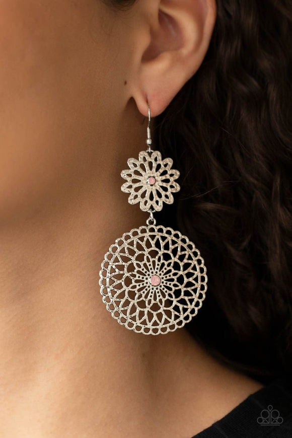 Paparazzi - Garden Mantra - Pink & Silver Earrings