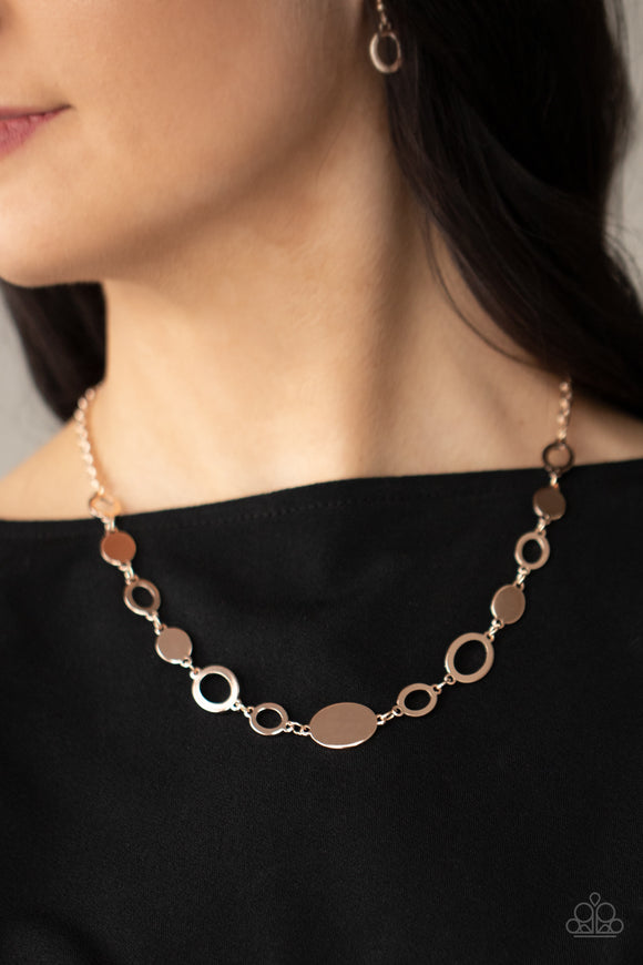 Paparazzi - Working OVAL-time - Rose Gold Necklace