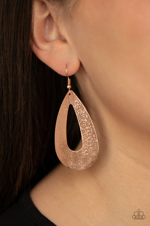 Paparazzi - Hand It OVAL! - Rose Gold Earrings