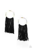 Paparazzi - Flauntable Fringe - Gold Hoop Fringe Earrings