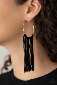 Paparazzi - Flauntable Fringe - Gold Hoop Fringe Earrings