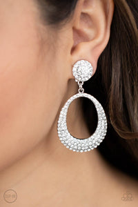 Paparazzi - Sophisticated Smolder - White Clip-on Earrings