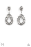 Paparazzi - Pack In The Pizzazz - White Rhinestone Clip-On Earrings