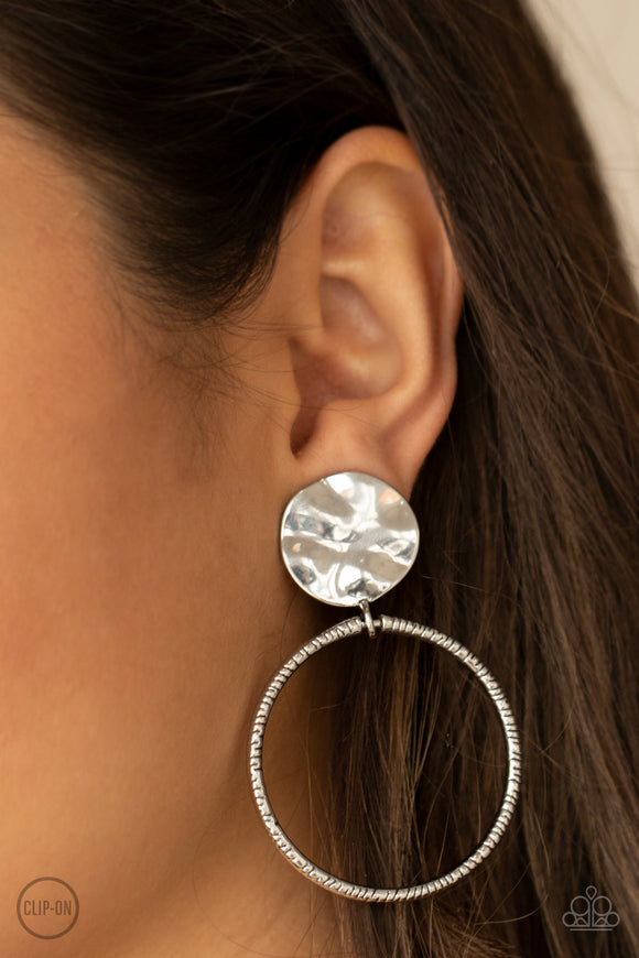 Paparazzi - Undeniably Urban - Silver Clip-On Earrings