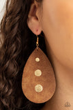 Paparazzi - Rustic Torrent - Leather Gold Earrings