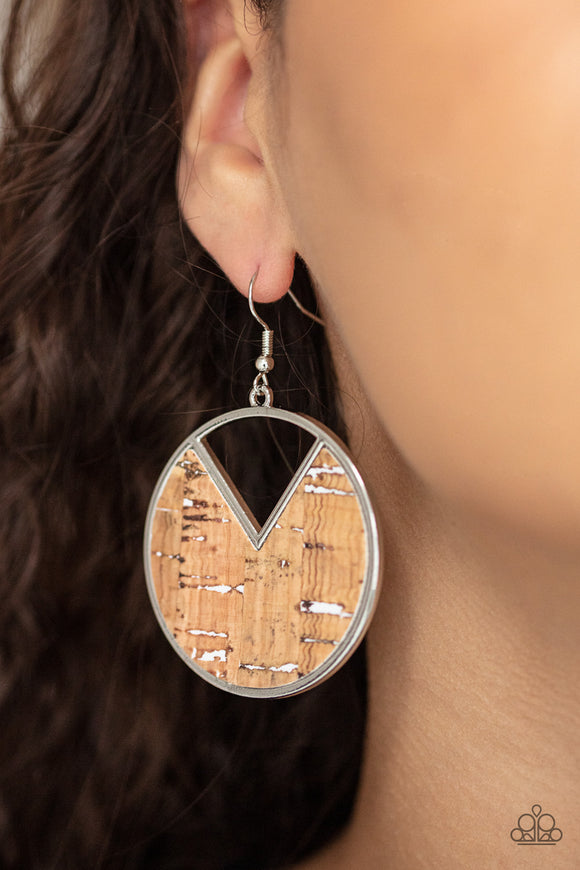 Paparazzi - Nod to Nature - White Cork Earrings