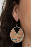 Paparazzi - Nod to Nature - Blue Cork Earrings