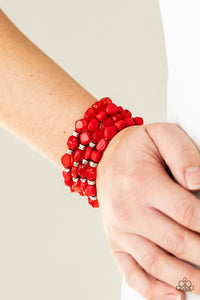 Paparazzi - Nice GLOWING! - Red Stretch Bracelet