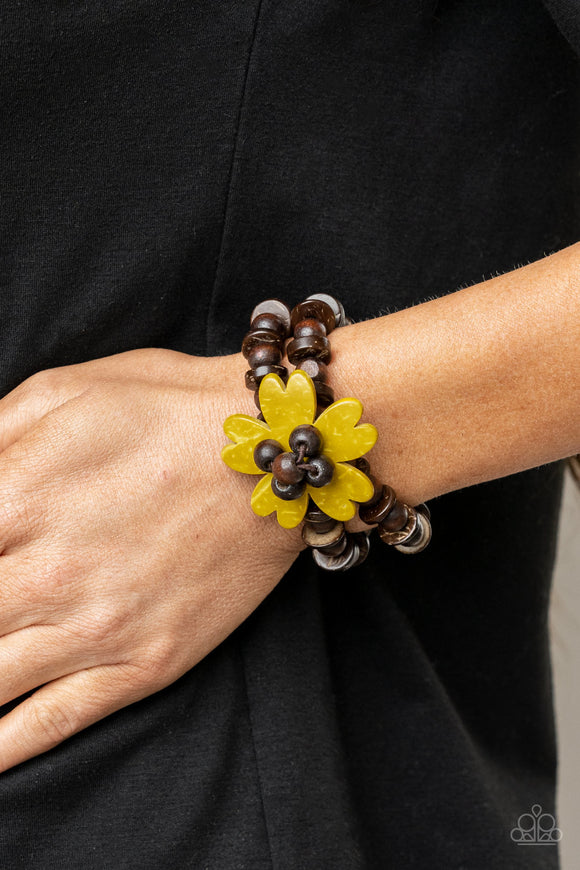 Paparazzi - Tropical Flavor - Yellow Wooden Bracelet