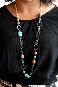 Paparazzi - Prairie Reserve - Blue & Wooden Necklace