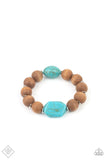 Paparazzi - Abundantly Artisan - Blue & Wooden Stretch Bracelet