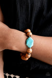 Paparazzi - Abundantly Artisan - Blue & Wooden Stretch Bracelet