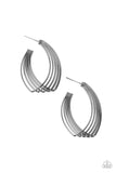 Paparazzi - Industrial Illusion - Small Black Hoop Earrings