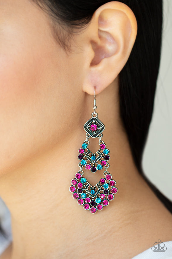 Paparazzi - All For The GLAM - Multicolored Statement Earrings