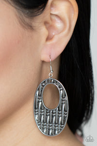 Paparazzi - Engraved Edge - Silver Earrings