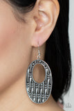 Paparazzi - Engraved Edge - Silver Earrings