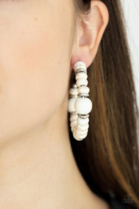 Paparazzi - Definitely Down-To-Earth - White Hoop Earring