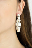 Paparazzi - Definitely Down-To-Earth - White Hoop Earring