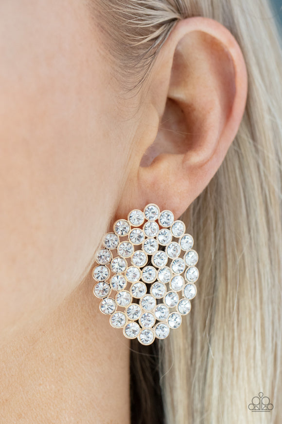 Paparazzi - Drama School Dropout - Gold & Rhinestone Earrings