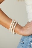 Paparazzi - Here Comes The Heiress - White Stretch Pearl Bracelet