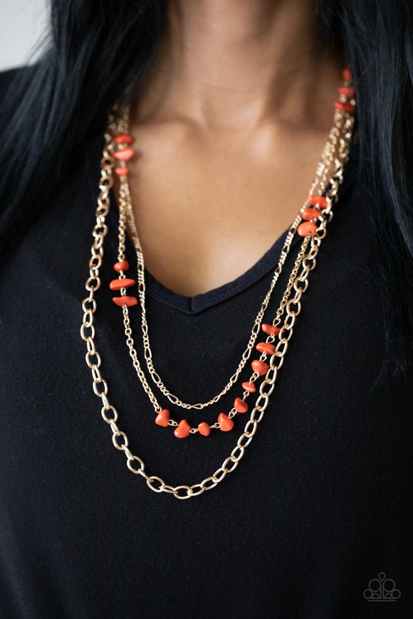 Paparazzi - Artisanal Abundance - Orange Long Necklace