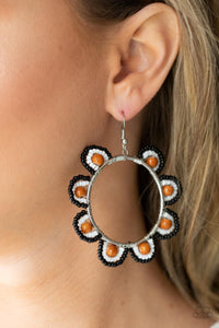 Paparazzi - Groovy Gardens - Brown Hoop Earrings