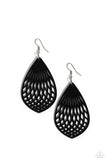 Paparazzi - Caribbean Coral - Black Wooden Earrings