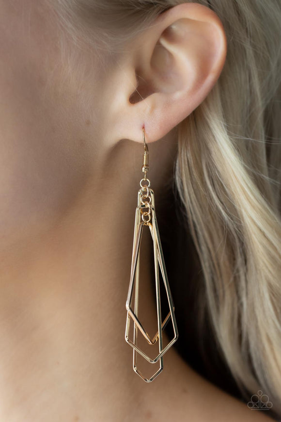 Paparazzi - Shape Shifting Shimmer - Gold Earrings