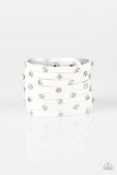 Paparazzi Accessories - Sass Squad - White Leather Bracelet - Travona's Dazzling Jewels