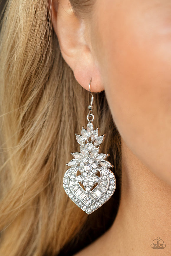 Paparazzi - Royal Hustle - White Earrings