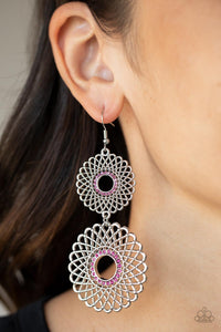 Paparazzi - Regal Roulette - Pink Earrings