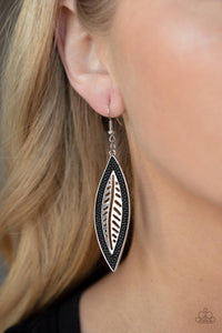 Paparazzi - Leather Lagoon - Black Leather Earrings