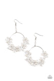 Paparazzi - Floating Gardens - White Floral Earrings