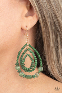 Paparazzi - Prana Party - Green Earrings