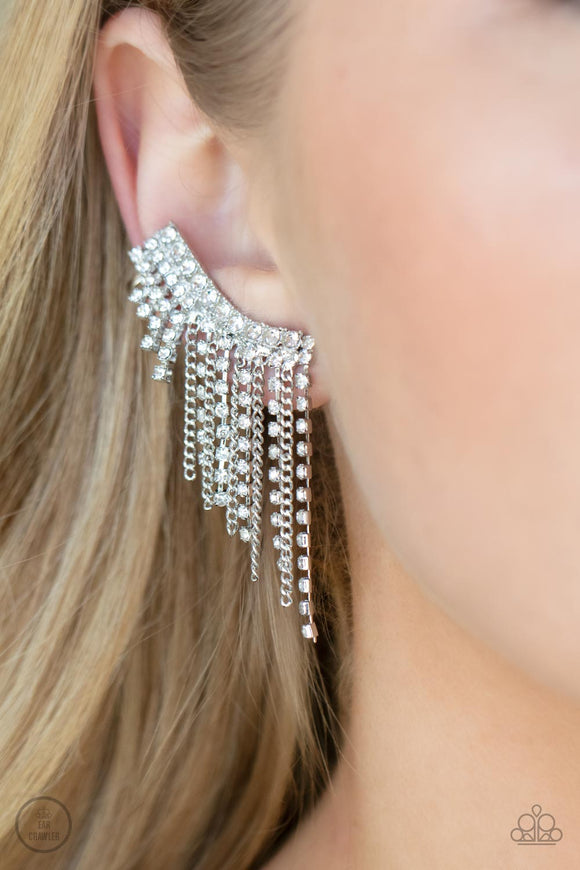 Paparazzi - Thunderstruck Sparkle - White Earrings